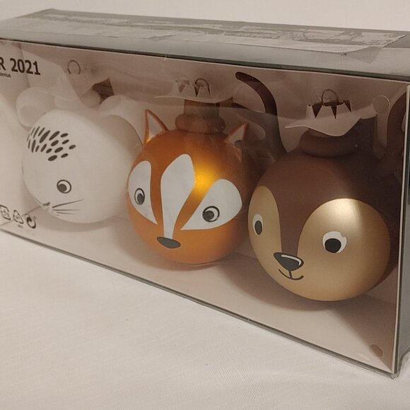 Ikea Vinter Animal Christmas Balls Decoration, set of 3, Fox Bunny Deer, New - Picture 7 of 7